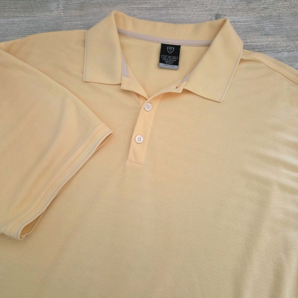 Nike Golf Tiger Woods Polo Shirt Yellow Dri-FIT Textured Short Sleeve Mens XXL